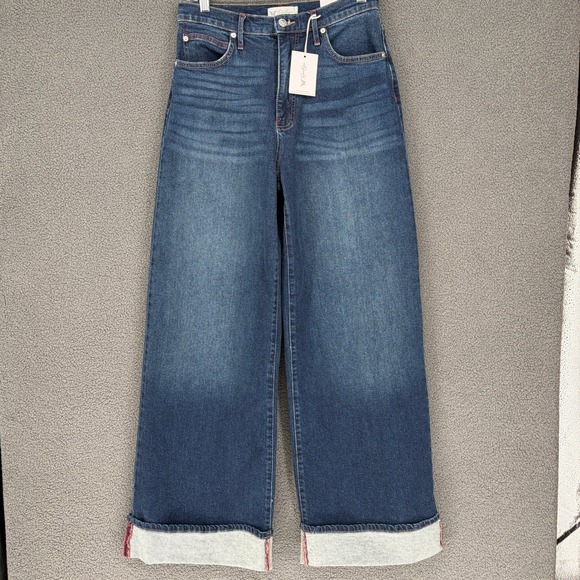 Jessica Simpson Denim - Jessica Simpson Women High Rise Wide Leg Cuffed Jeans Dark Wash Size 6 NWT